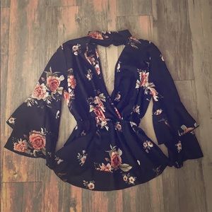 Floral evening blouse